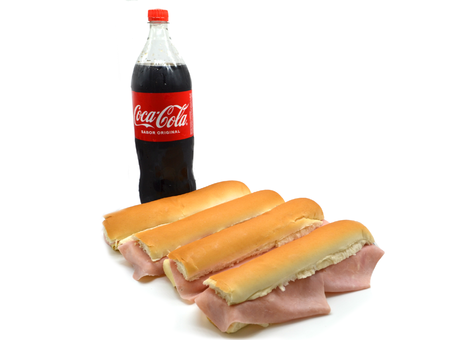 4 Pebetes Jamon Y Queso + 1 Coca Cola 1.5lts