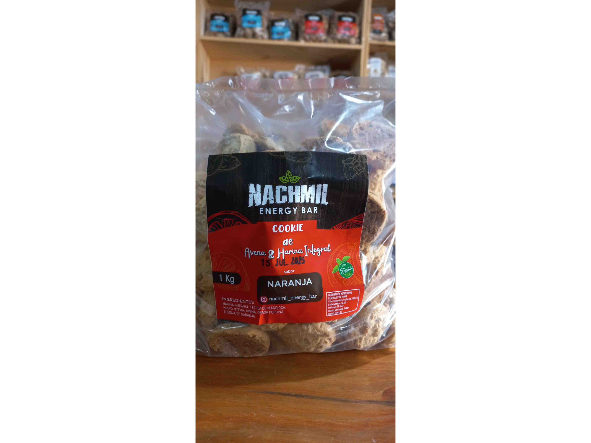 Cookie de harina integral y avena sabor naranja endulzada con miel y Stevia