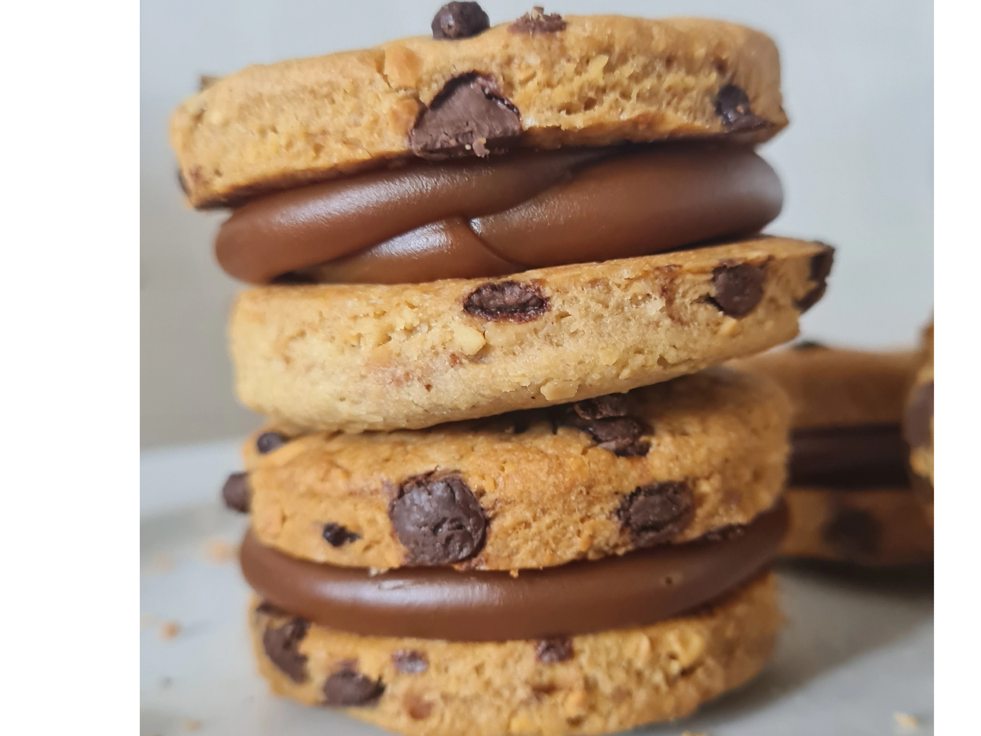 Alfajor sin azúcar con trozos de chocolate y relleno de dulce de leche