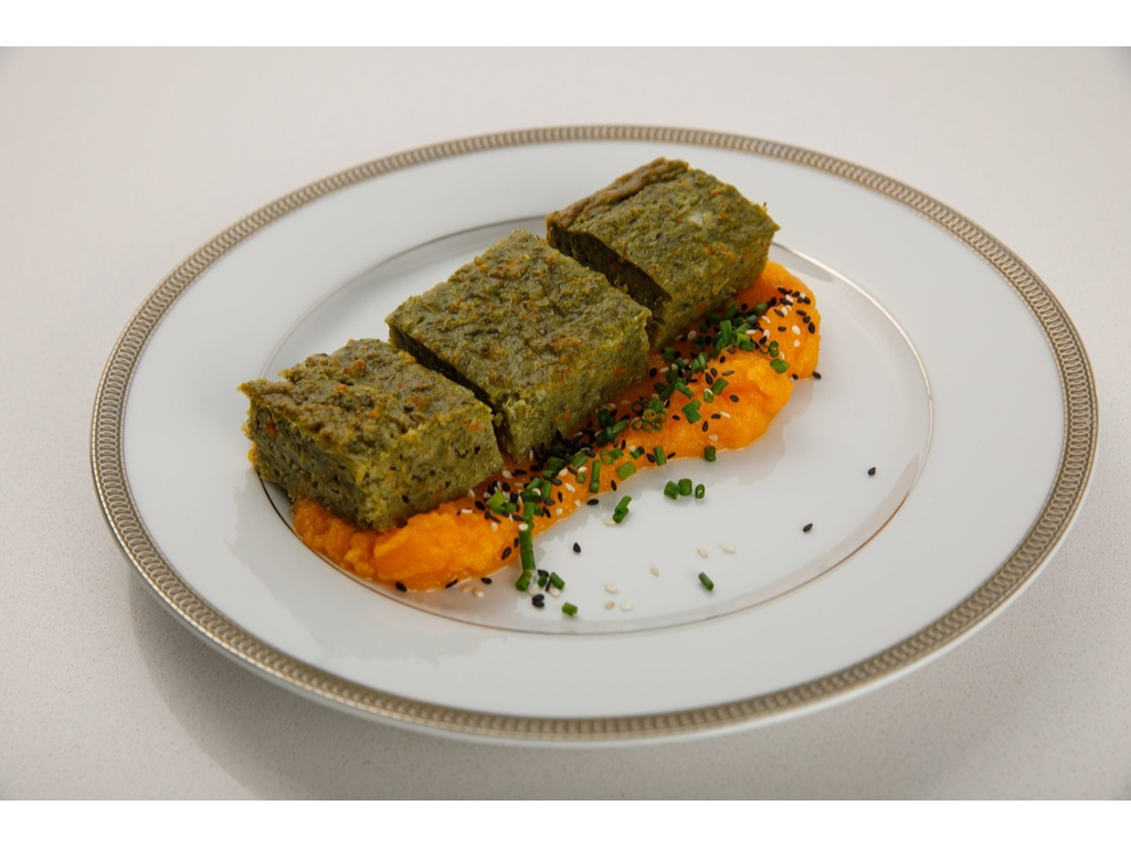 CROQUETAS DE ESPINACA CON PURE DE CALABAZA