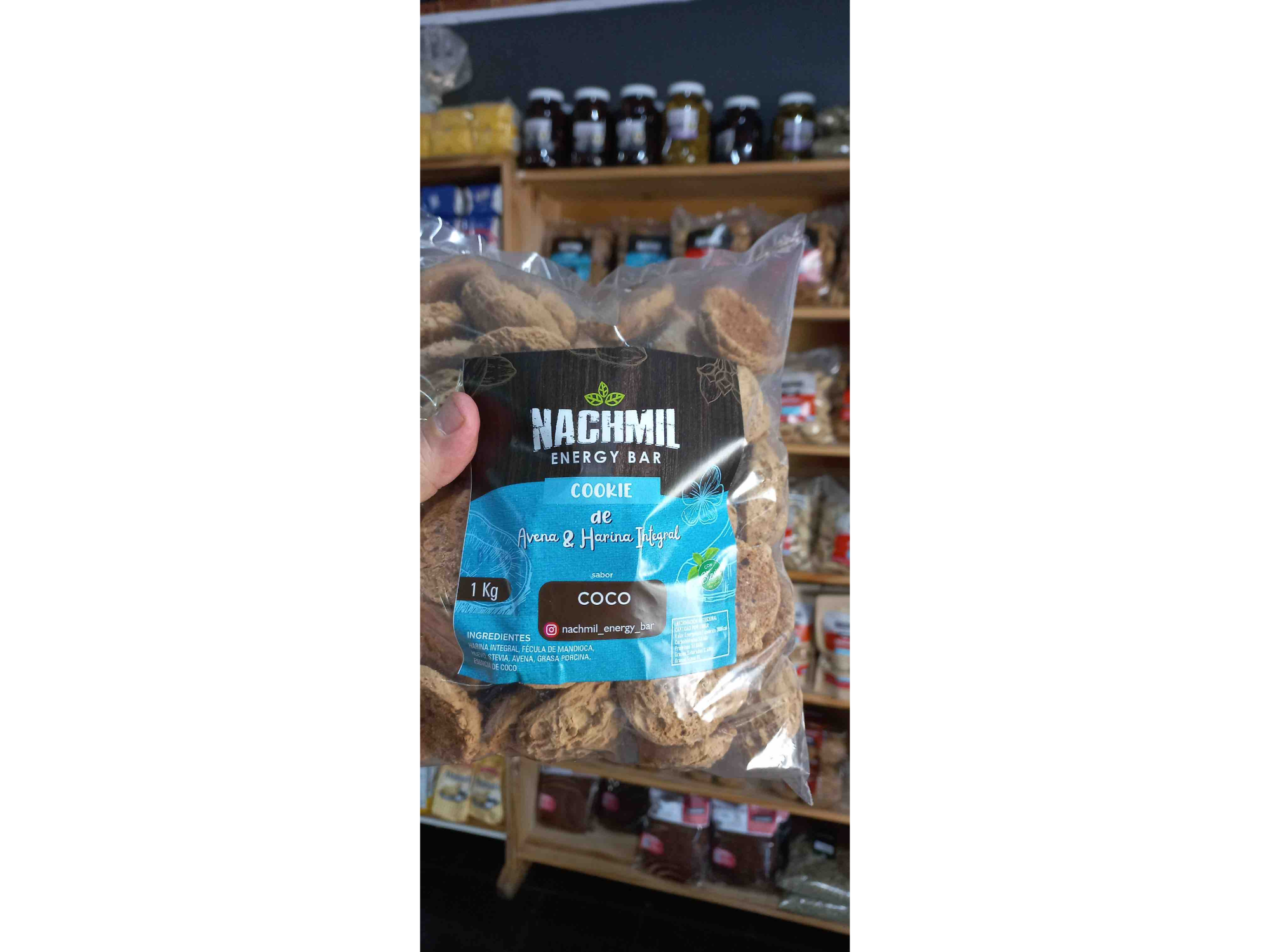 Cookies de harina integral y avena sabor coco endulzada con miel y Stevia