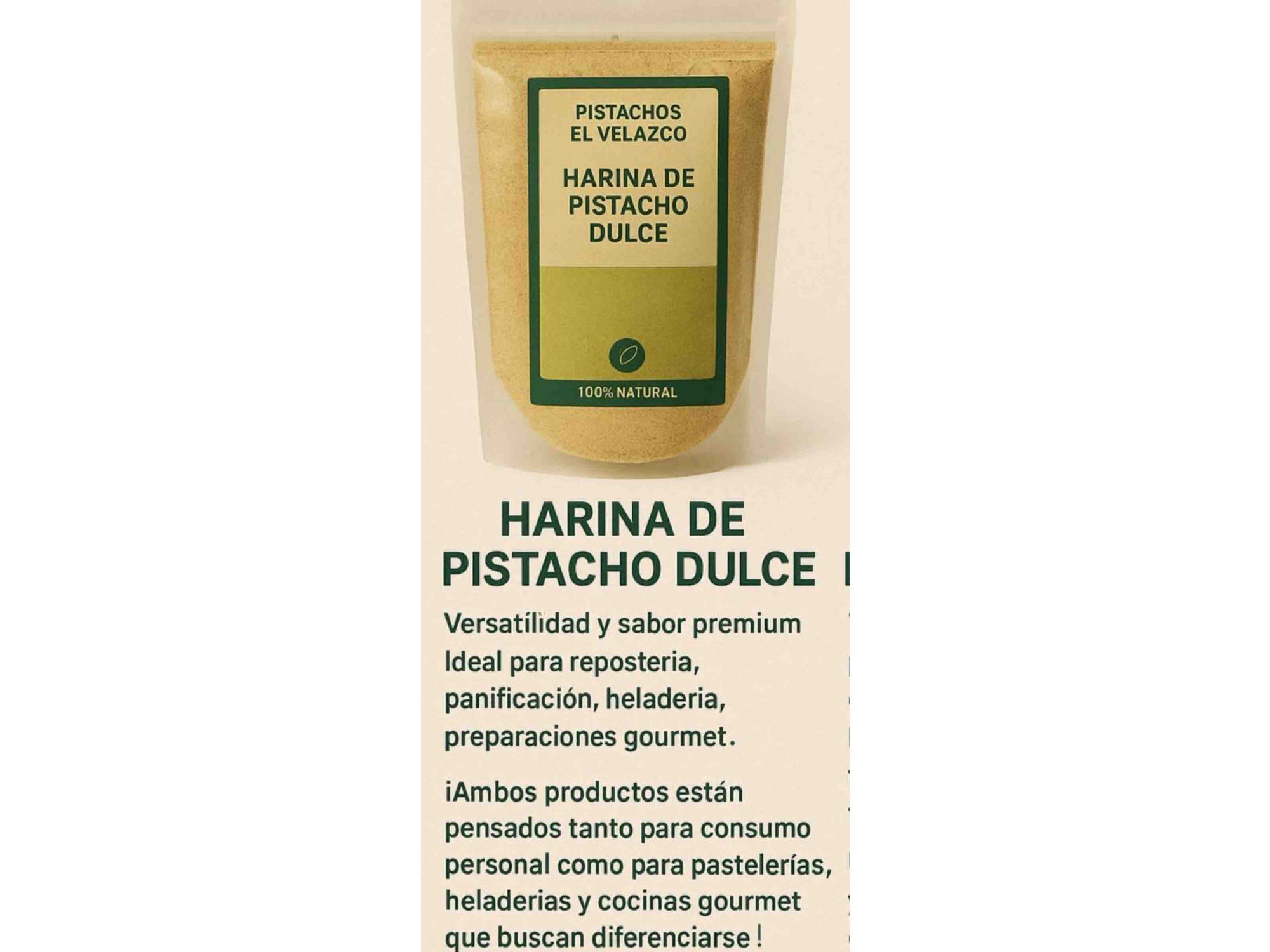 Harina de pistacho 100% pura con azúcar