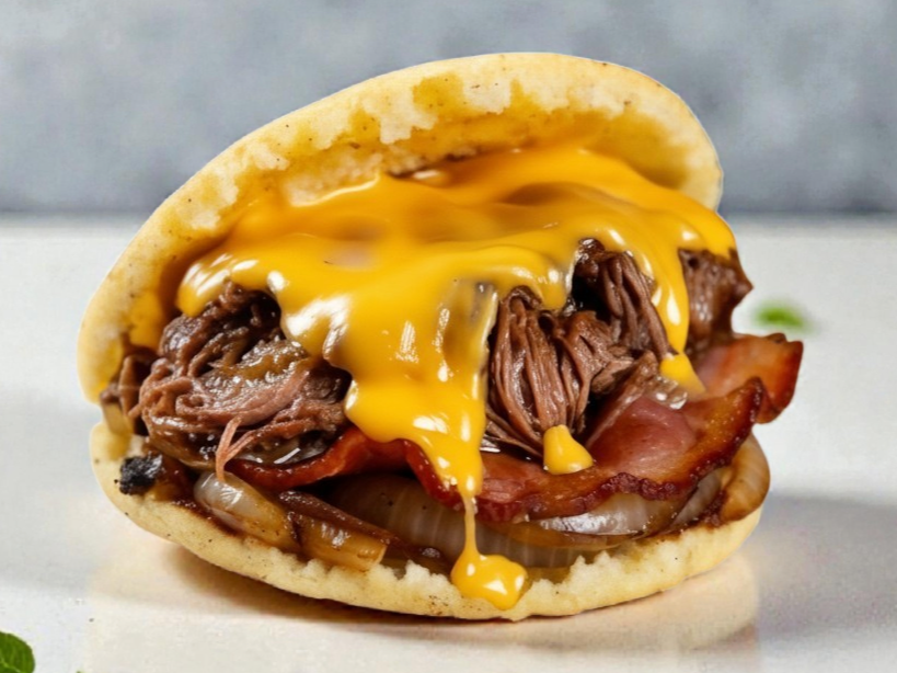 Arepa Mechada Cheddar & Bacon