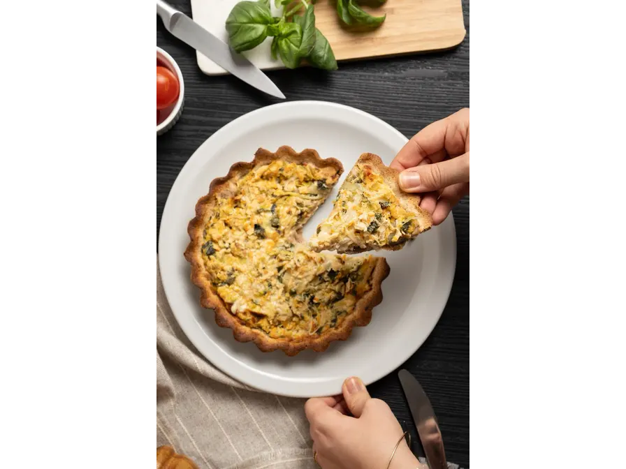 Tarta masa integral pollo y puerro