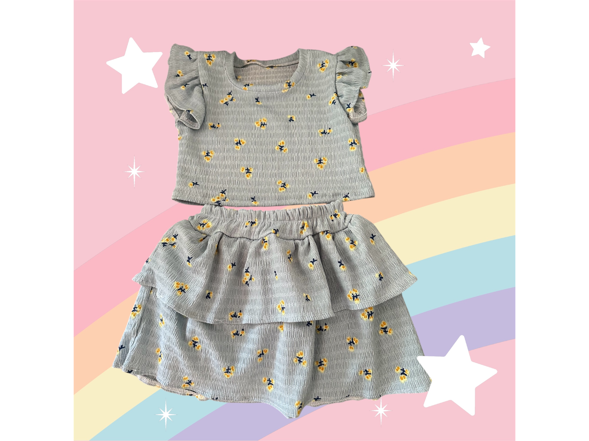 Conjunto pollera y top volados