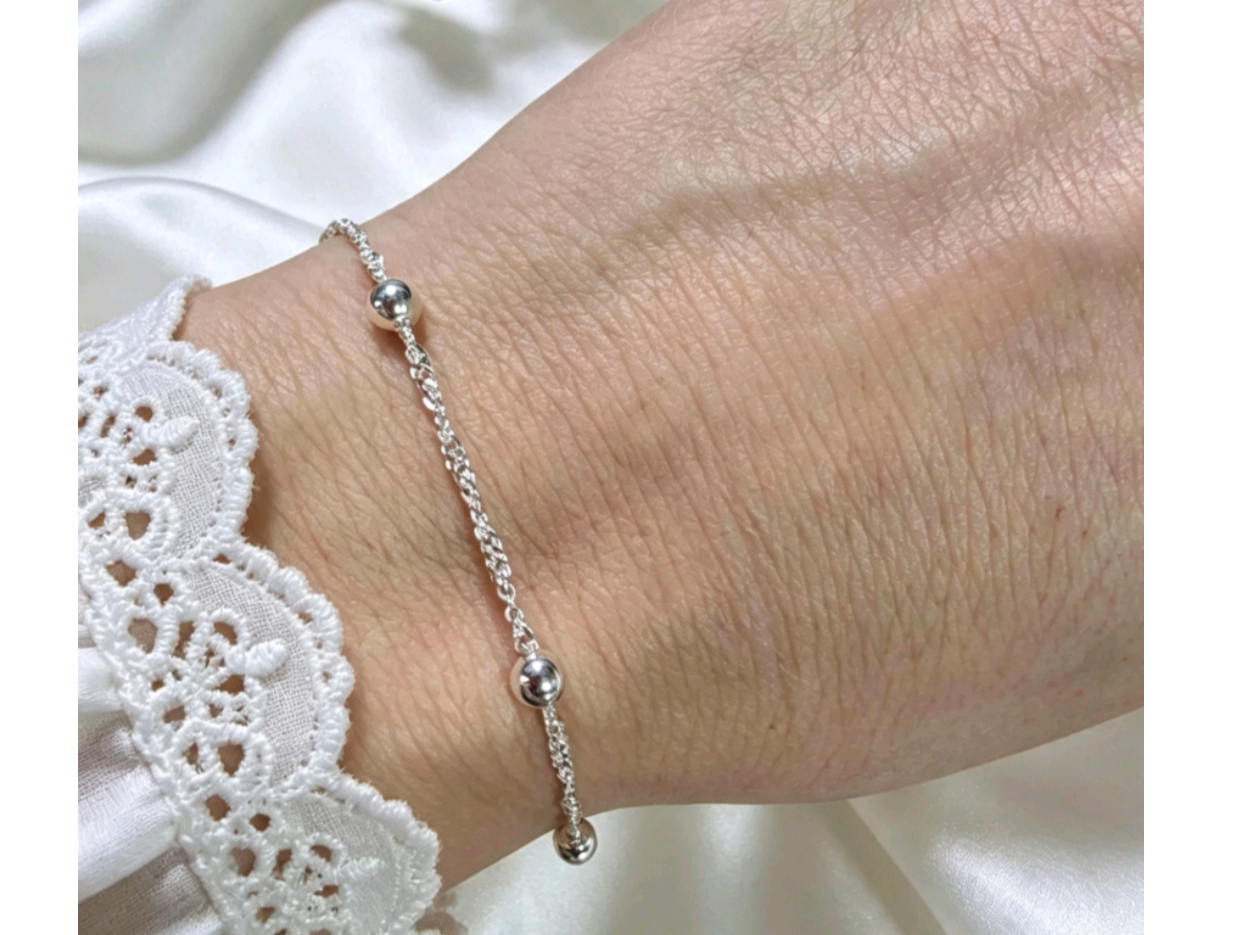 Pulsera Singapur con bolita de 4 mm