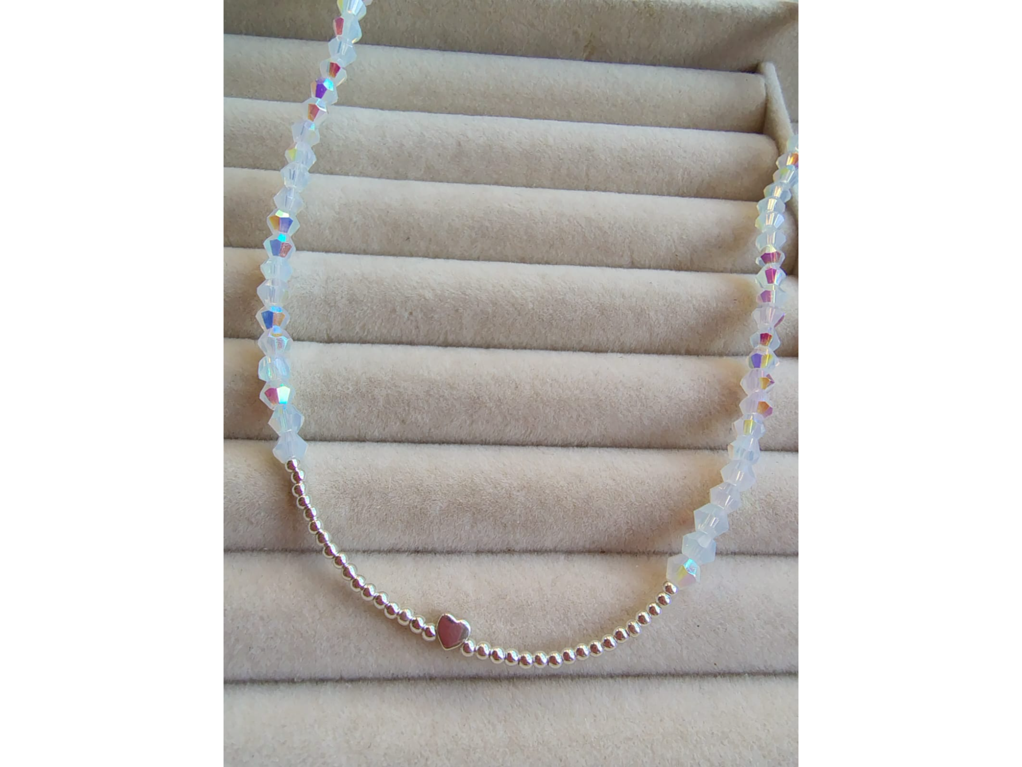 Cristal bicono tornasolado y plata 925 CHO001