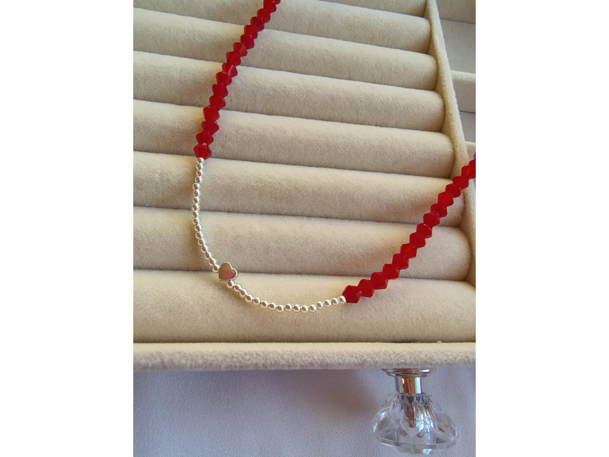 Cristal bicono rojo  plata 925 CHO001