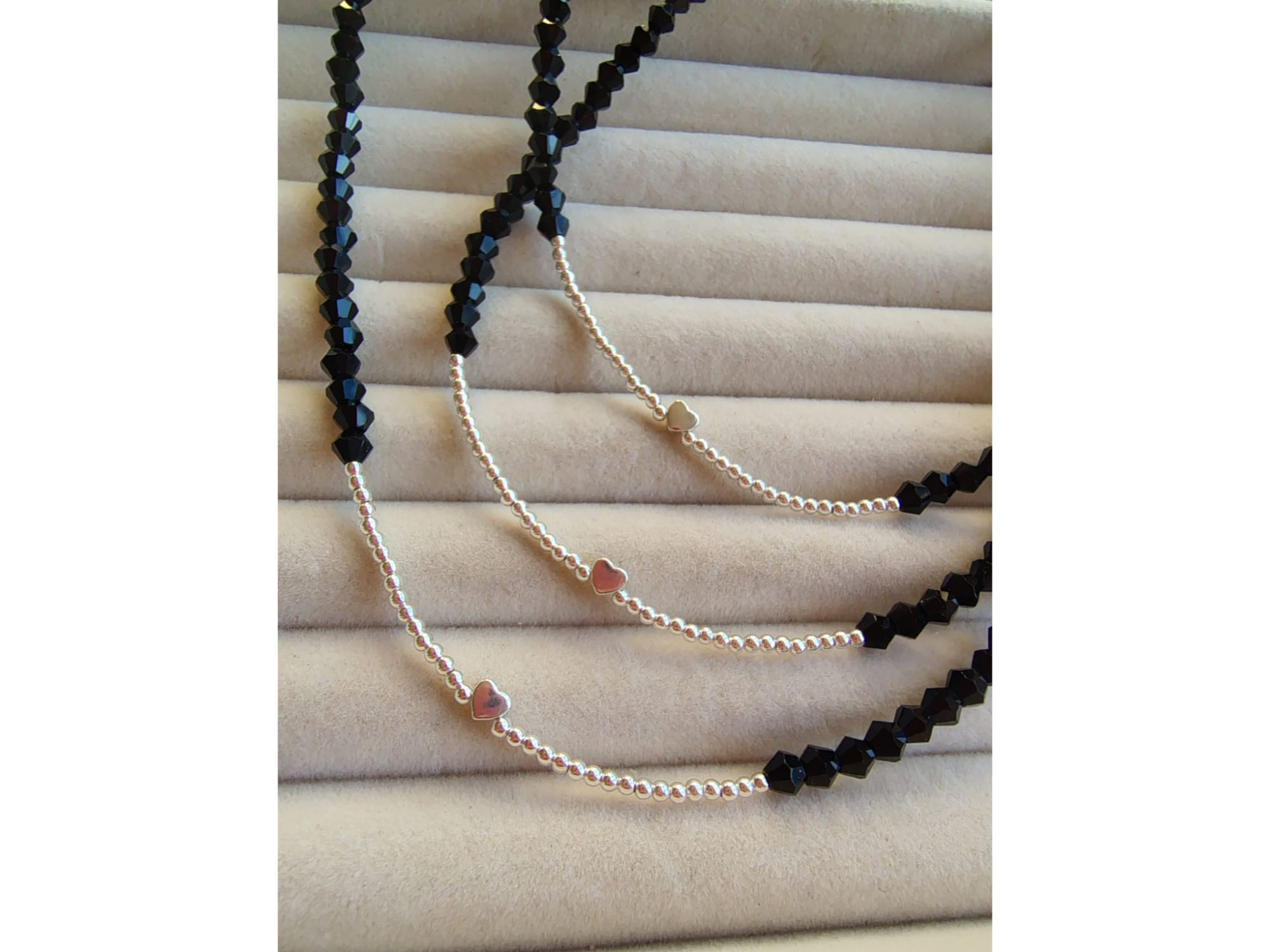 Cristal bicono negro y plata 925  CHO001