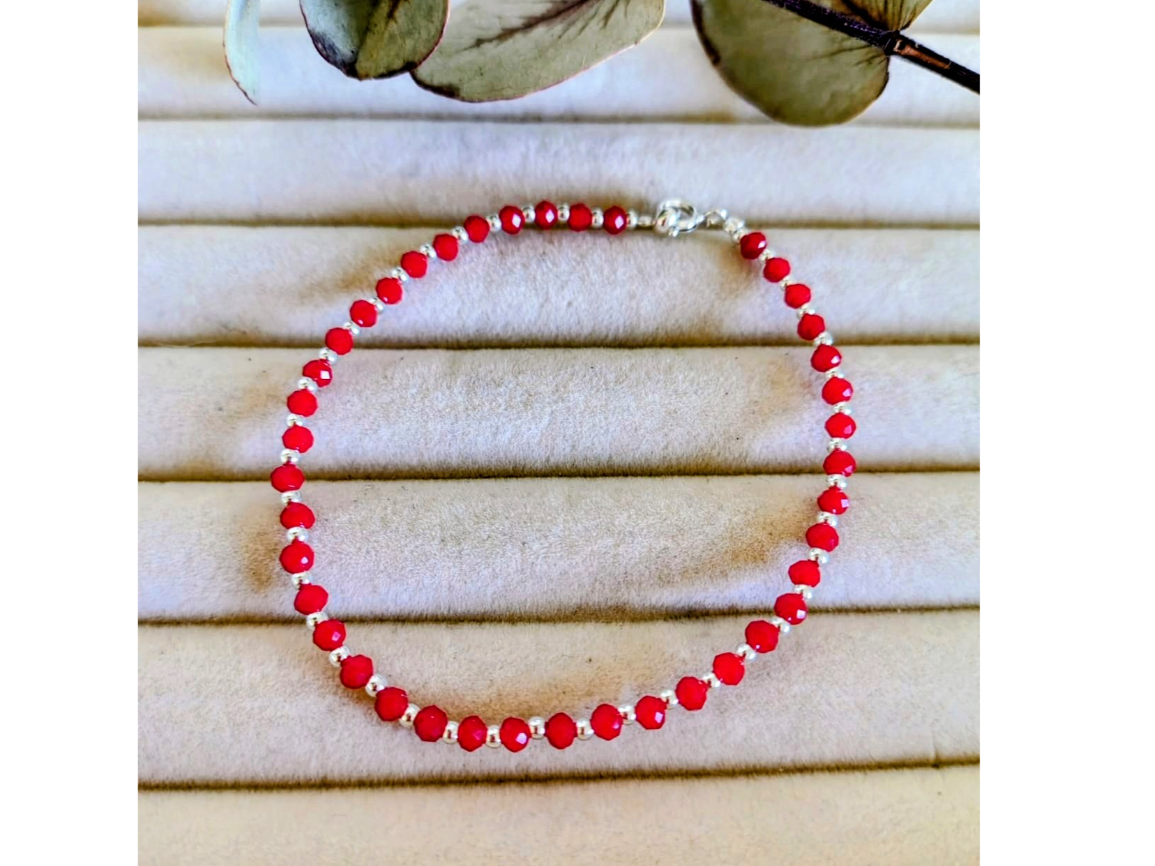 Bolita 3 mm cristal y plata rojo PCT005