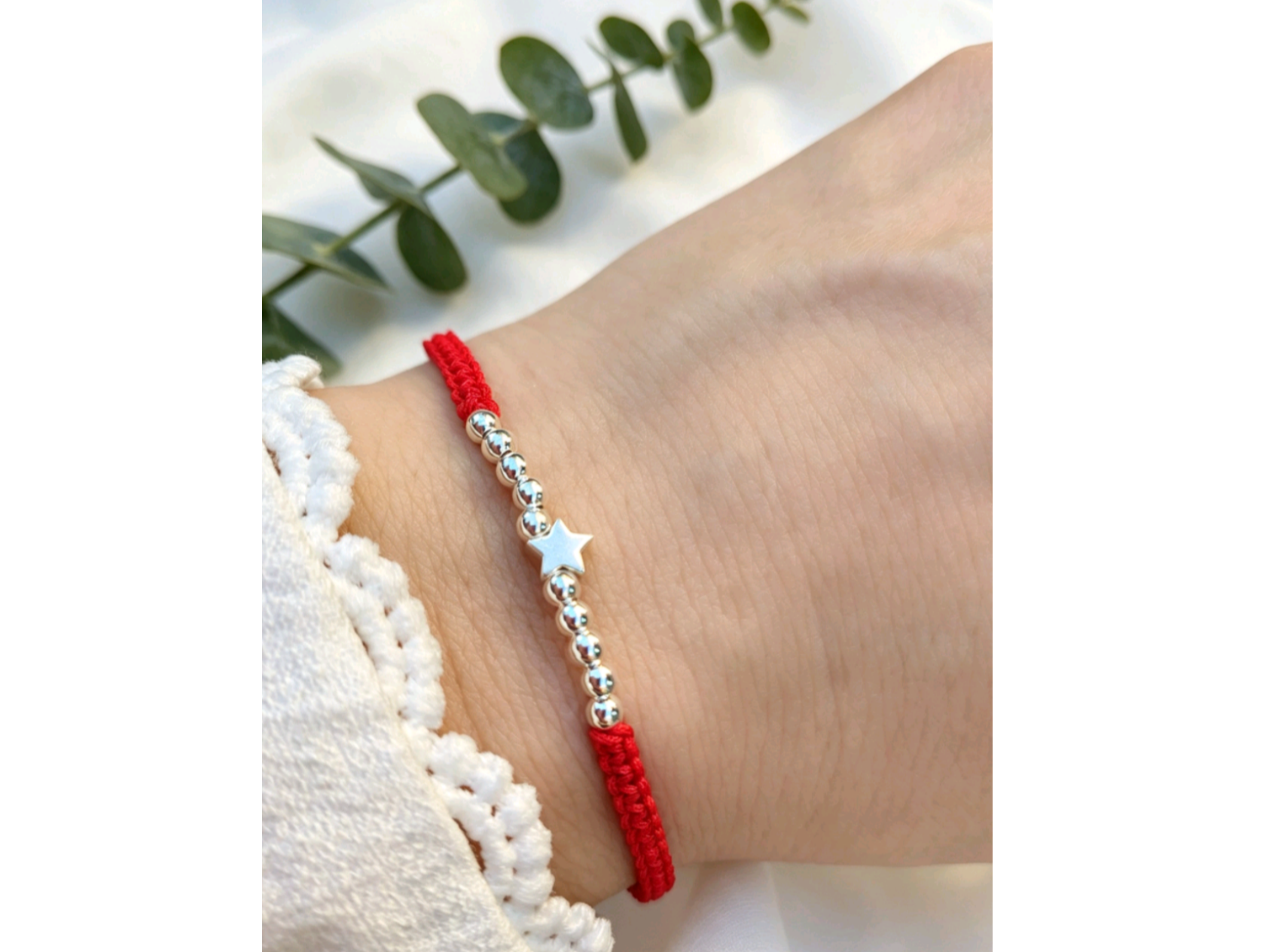 Puslera tejida estrella con bolita 3 mm PTEJ004