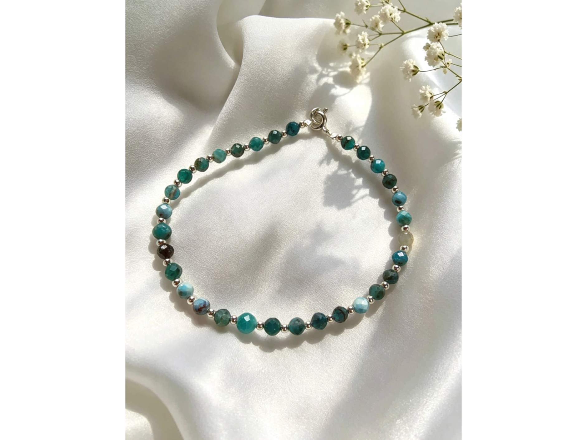 Pulsera Crisocola Facetada con cierre PN010