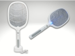 Raqueta mata moscas/mosquitos con base de carga OM