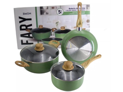 Set de ollas 3 piezas teflón color verde