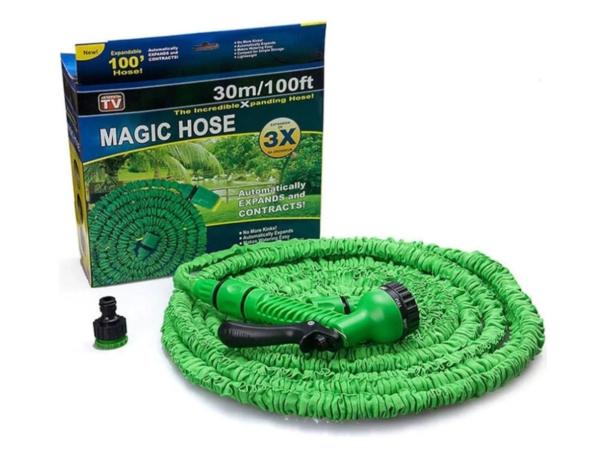 Manguera extensible 30 metros. Pico con varias funciones