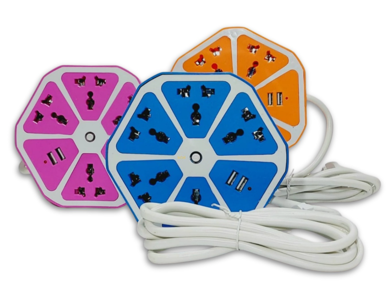 Alargue hexagonal 5 tomas + 2 Usb