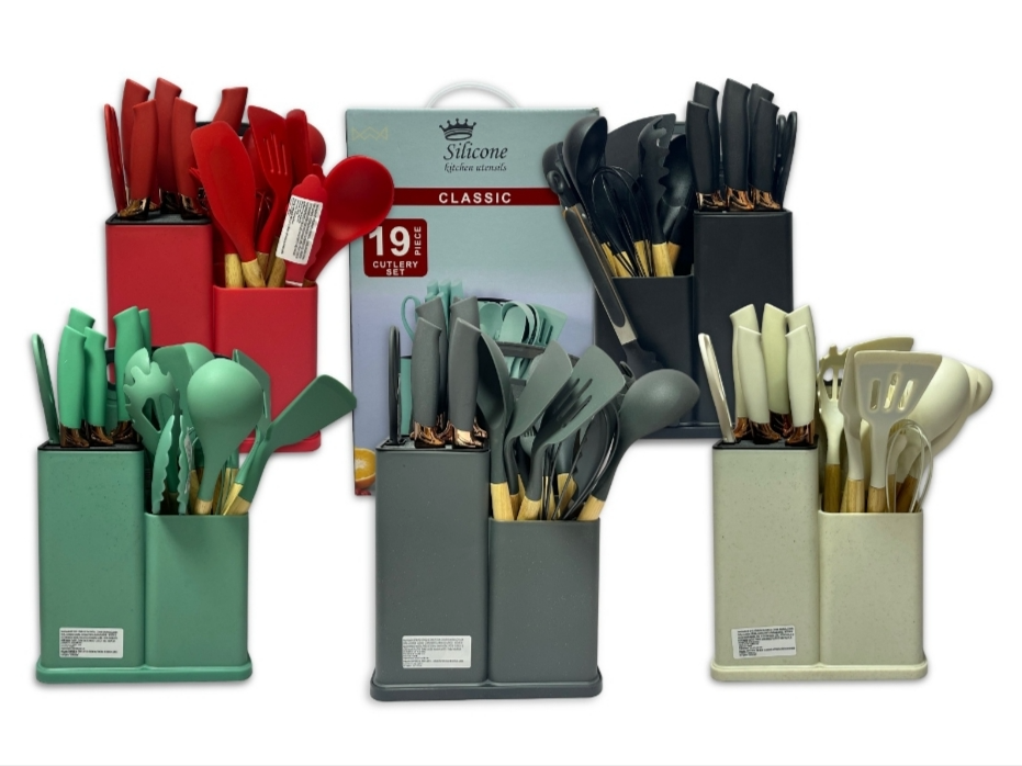 Utensillos de silicona con bandeja