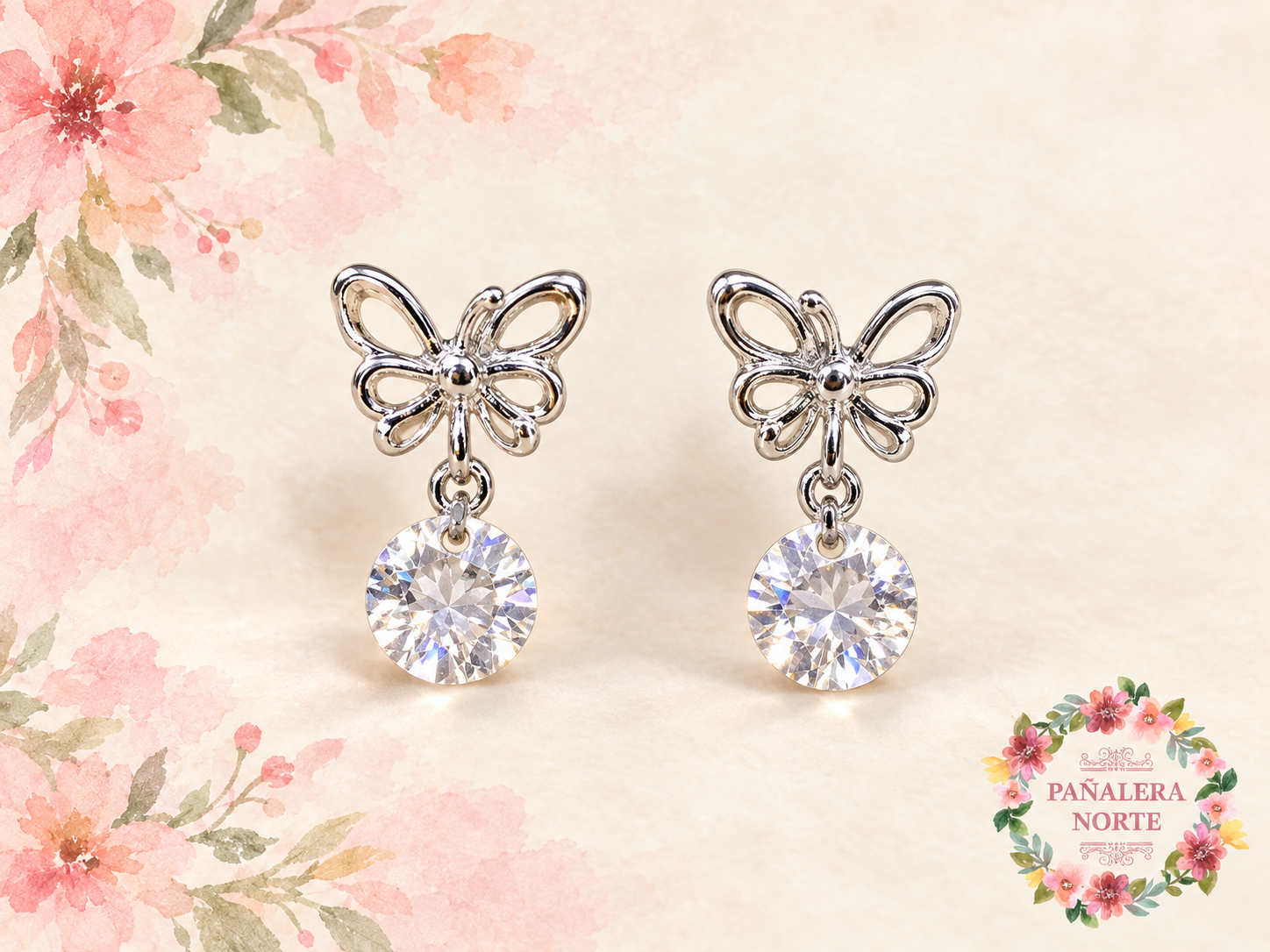 Aro con Strass y Mariposa Colgante