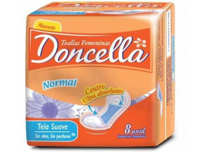 Toallitas Normales SIN alas Doncella x8u