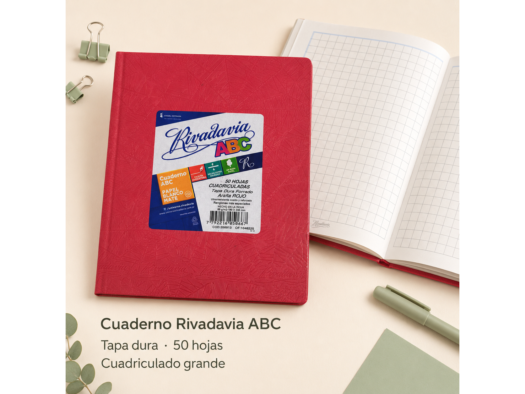 Cuaderno Rivadavia ABC Cuadriculado Grande