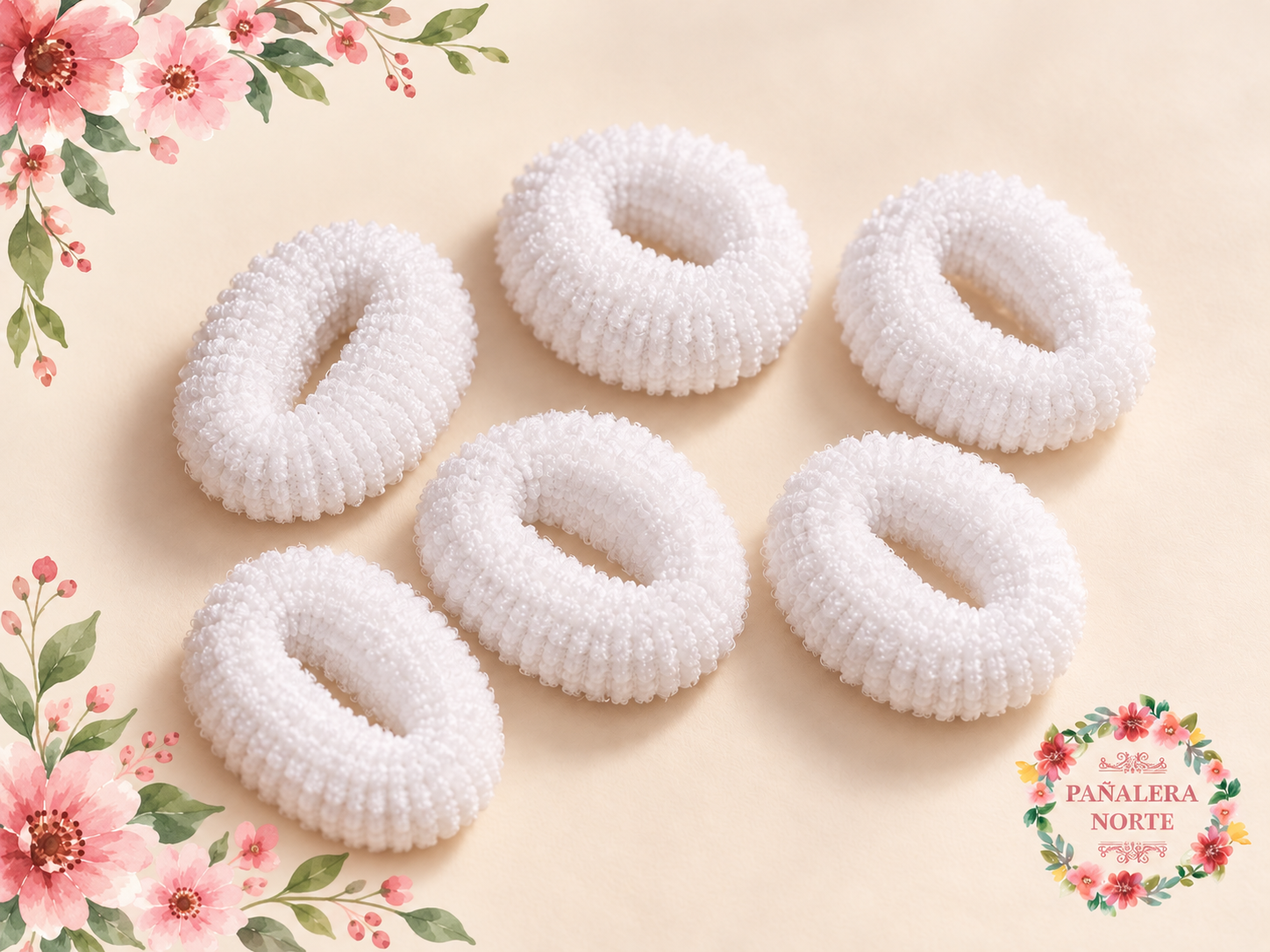 Set x6 colitas gruesas blancas minis