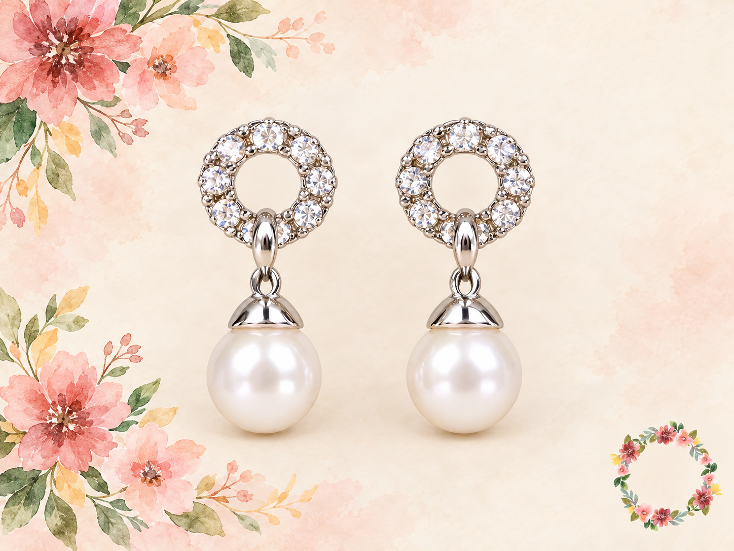 Aro de Strass Con Gota de Perla