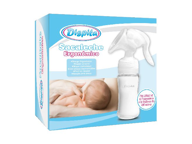 Sacaleche ergonómico de extraccion simple con Mamadera de vidrio