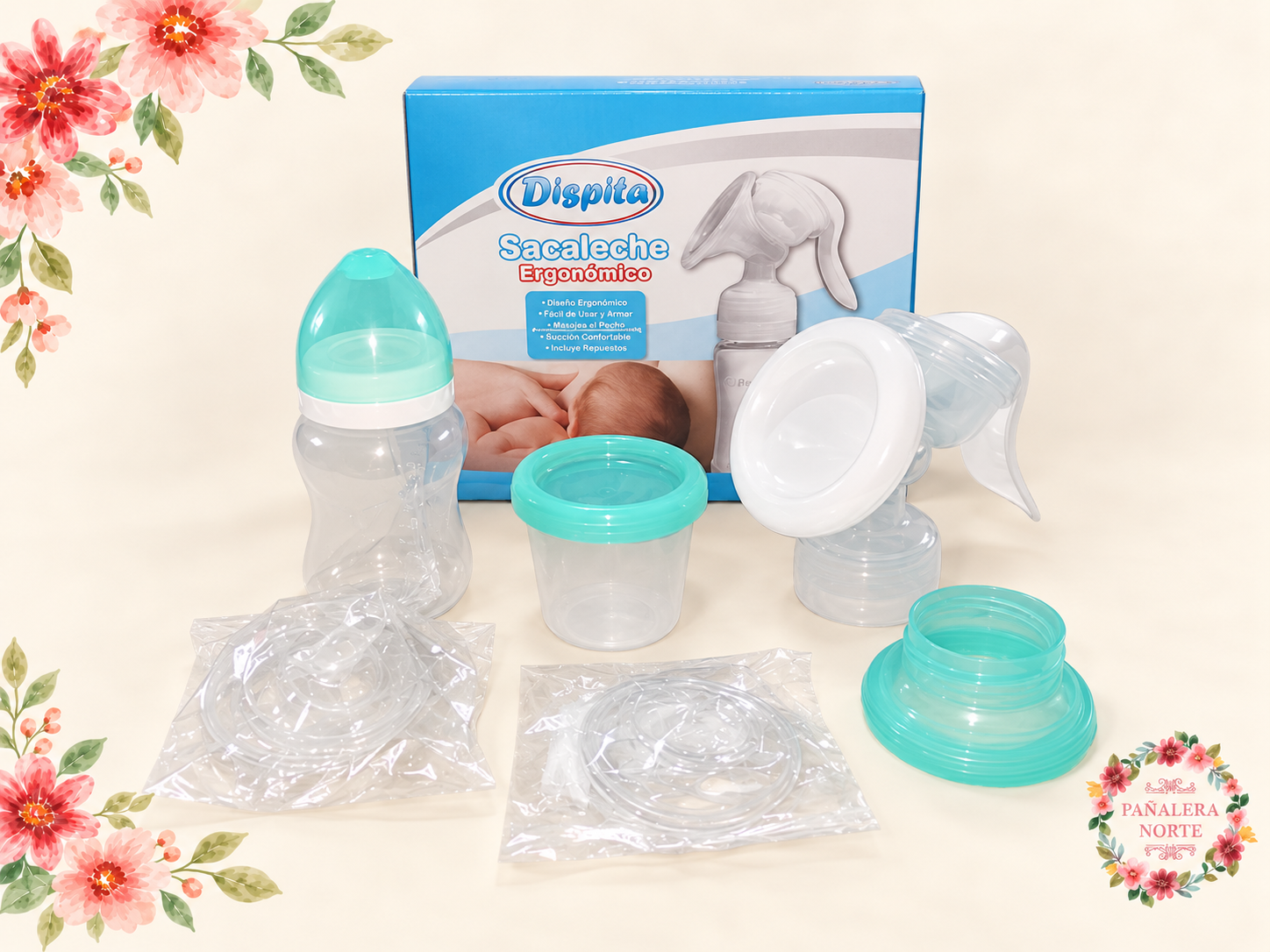 Sacaleche ergonómico de extraccion simple con Mamadera Plástica