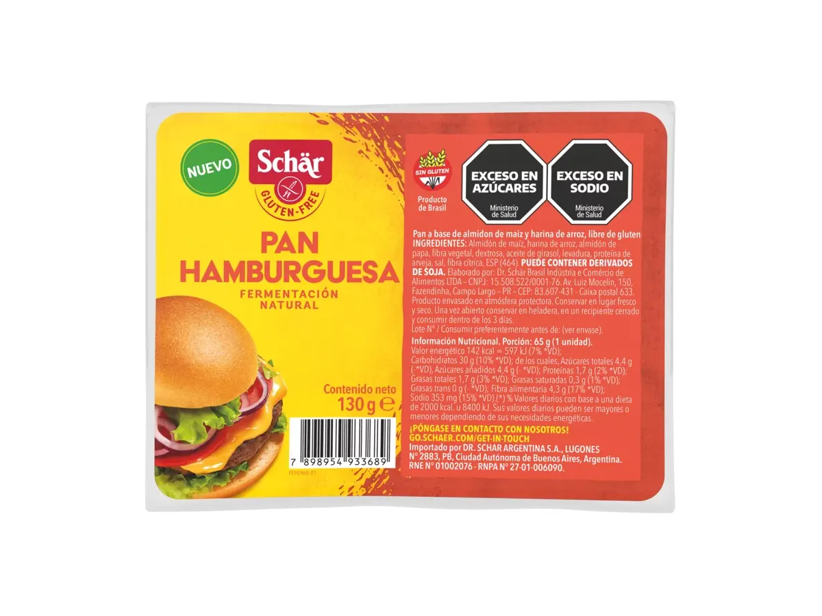 Pan de hamburguesa SIN GLUTEN - DR SCHAR