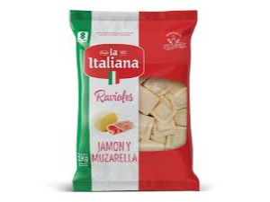 RAVIOLES JAMON Y MUZZA 1KG LA ITALIANA