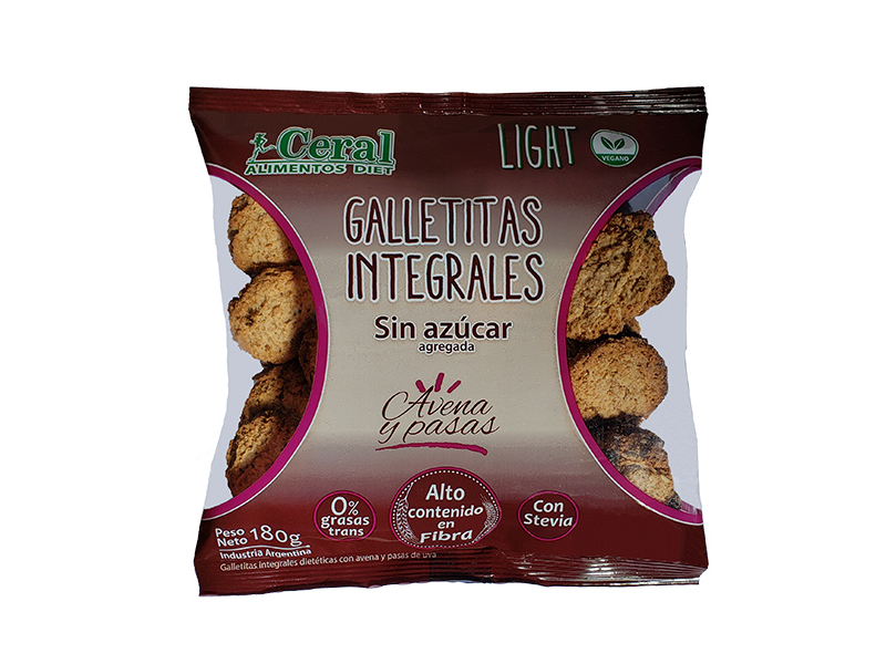 Galletitas integrales Avena y pasas x 180G