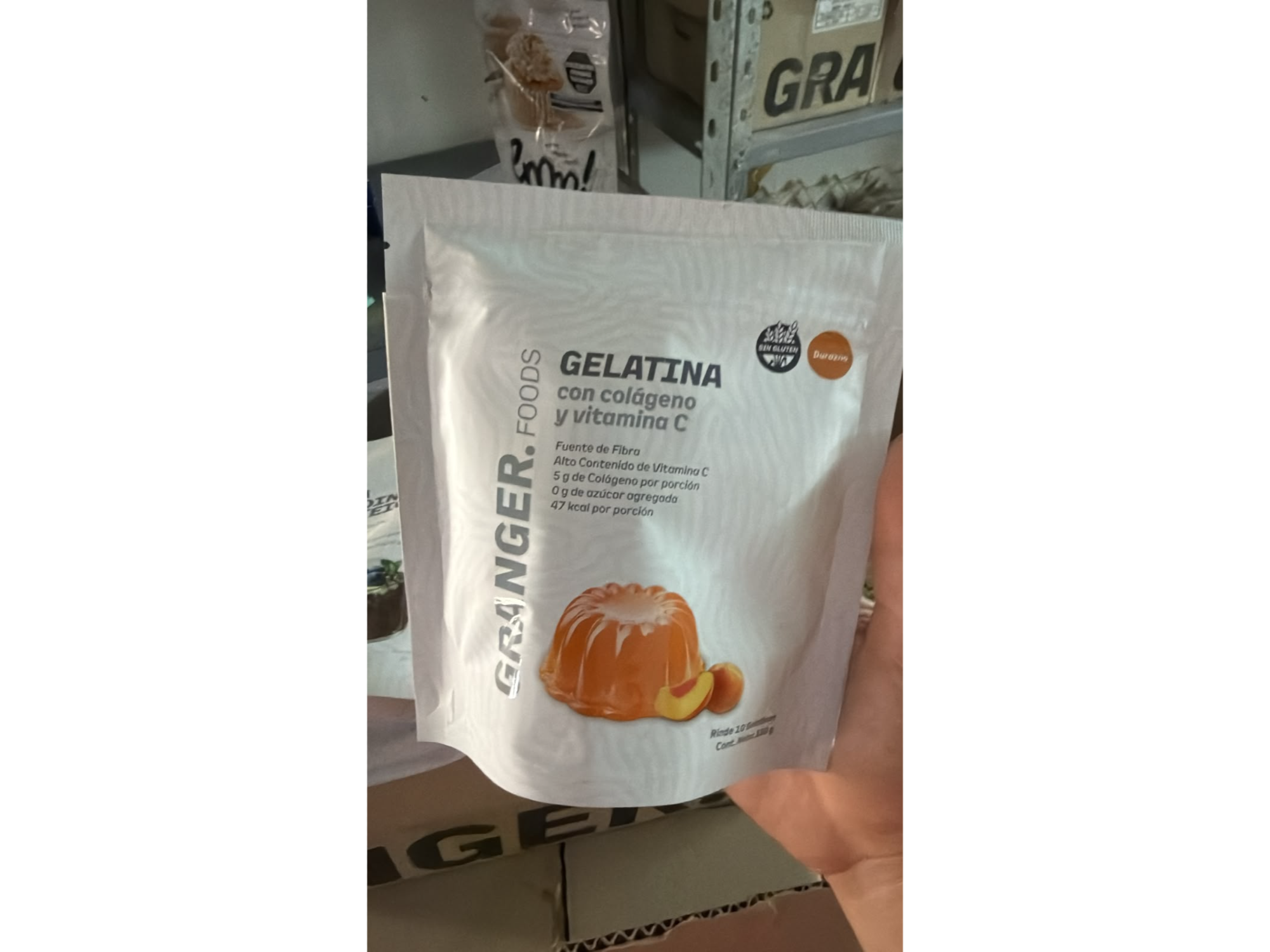 GELATINA CON COLAGENO DURAZNO x150g Granger x 1 unid
