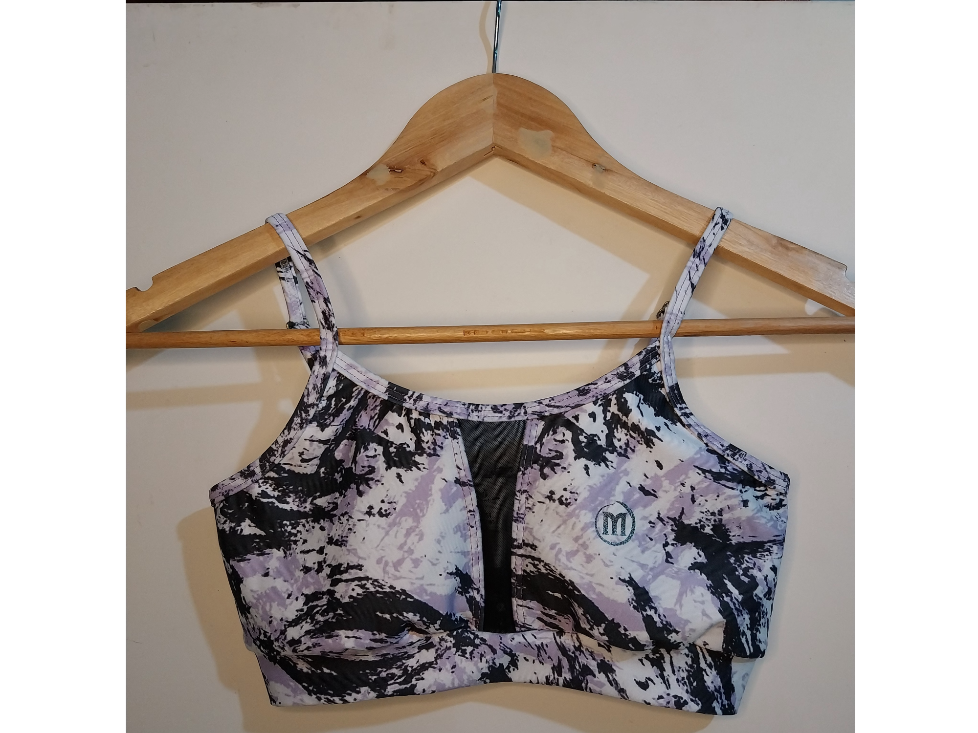 Top suplex estampado tiras finas regulables con detalle microred talle S