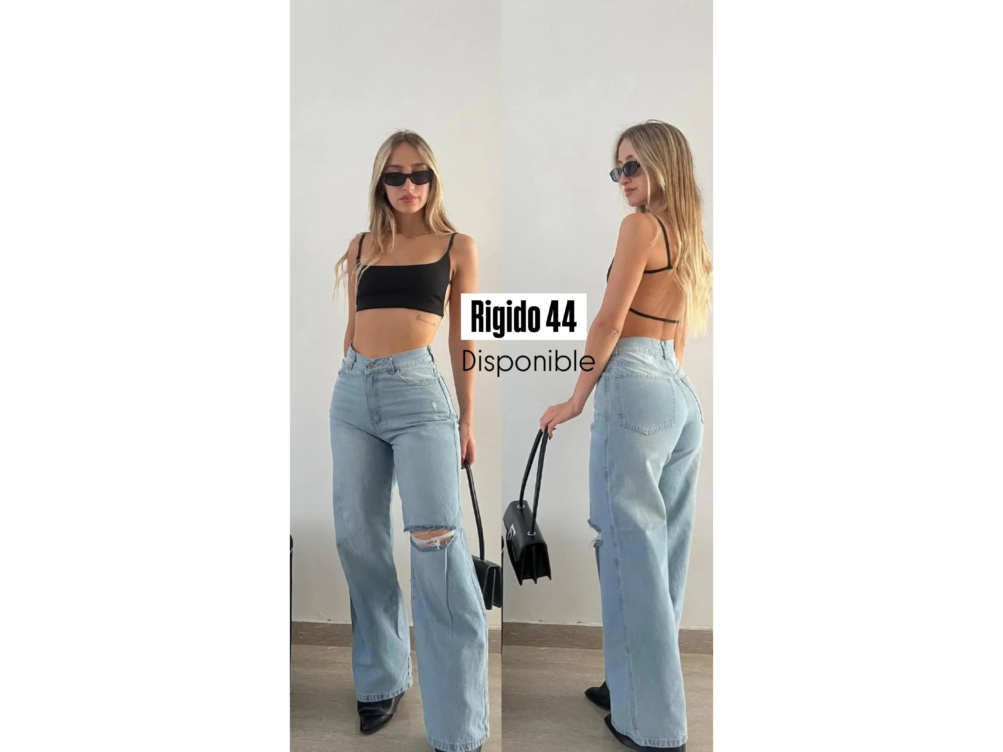 Jeans wide leg con rotura
