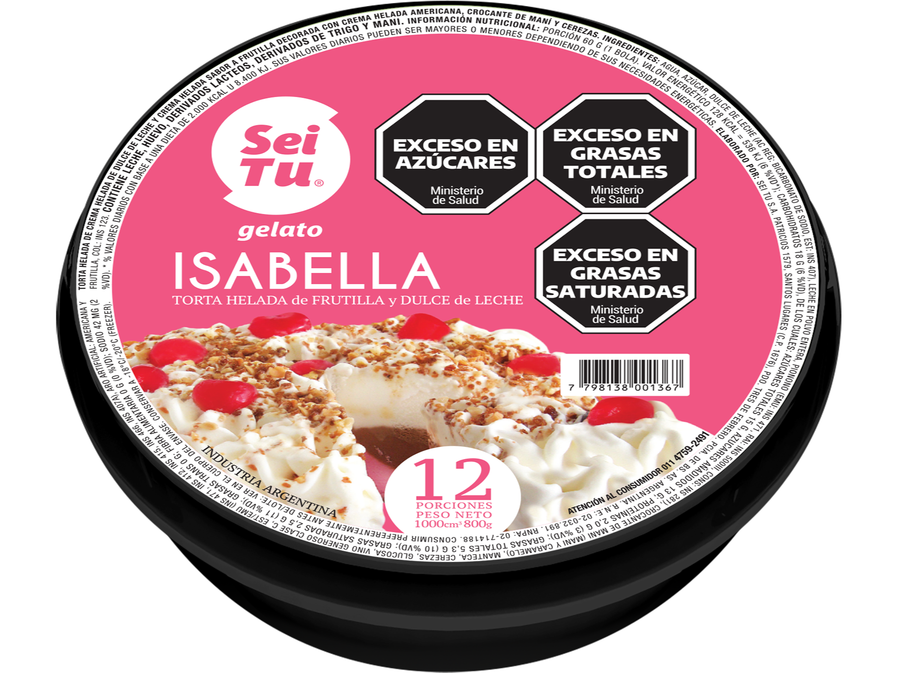 TORTA ISABELLA DULCE DE LECHE - FRUTILLA