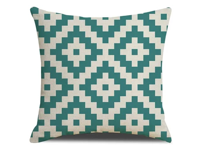 funda de almohadon rombos turquesa