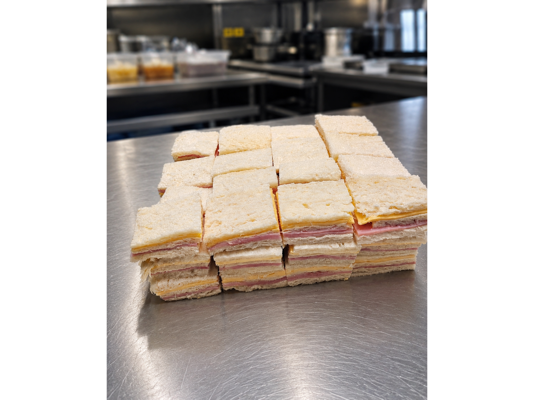 Bandeja de 48 sandwiches jamón cocido y queso tipo copetin