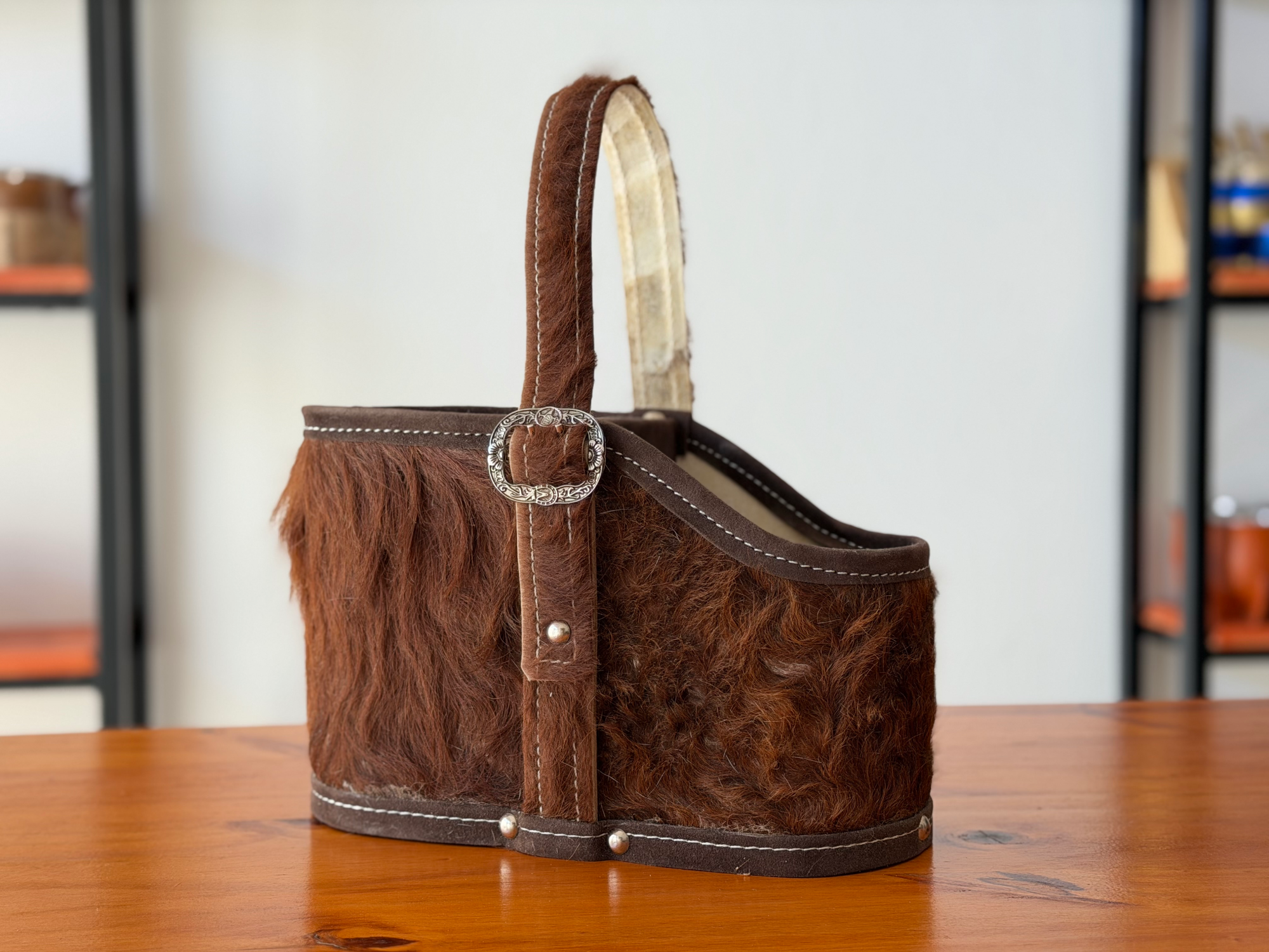 Canasta matera premium | cuero pelos