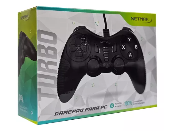 Joystick Gamepad Gamer Turbo Netmak Pc Usb Dual Shock Color Negro