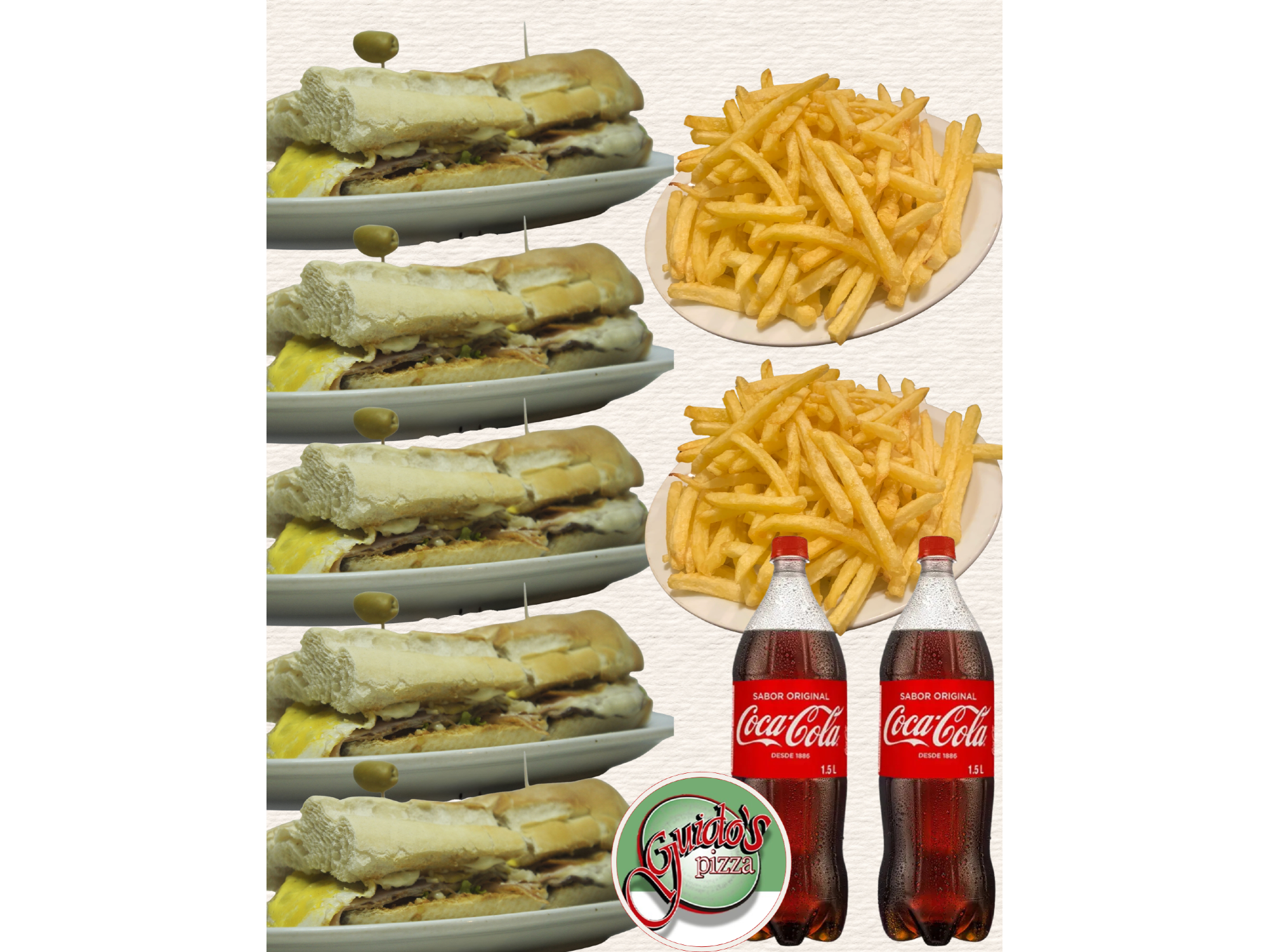 5 lomos esp + 2 papas + 2 cocas