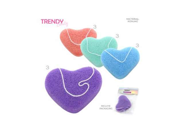TRENDY Esponja Facial y corporal tipo Konjac corazon