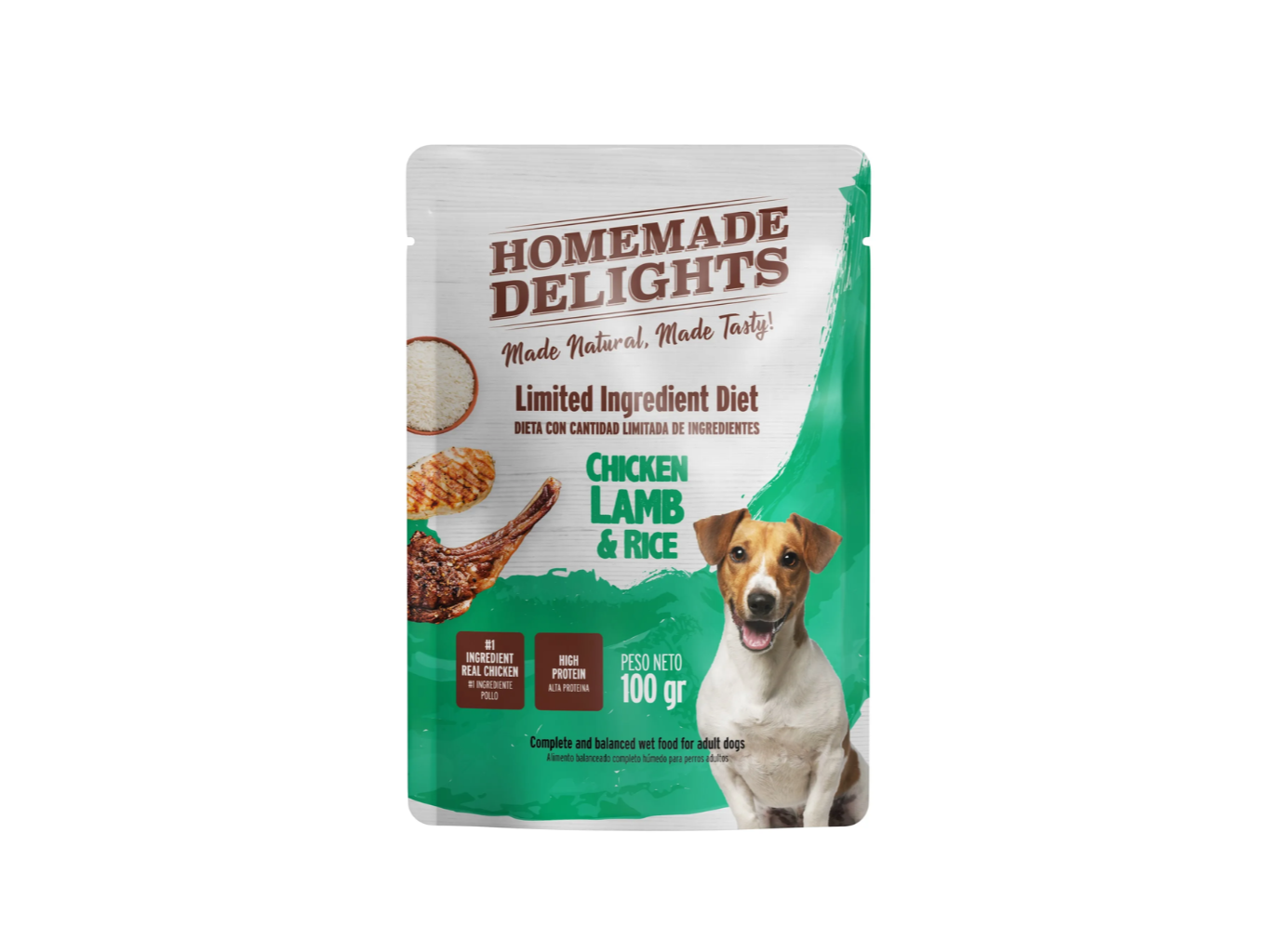 POUCH HMD CHICKEN, LAMB & RICE ADULT DOG 100GR