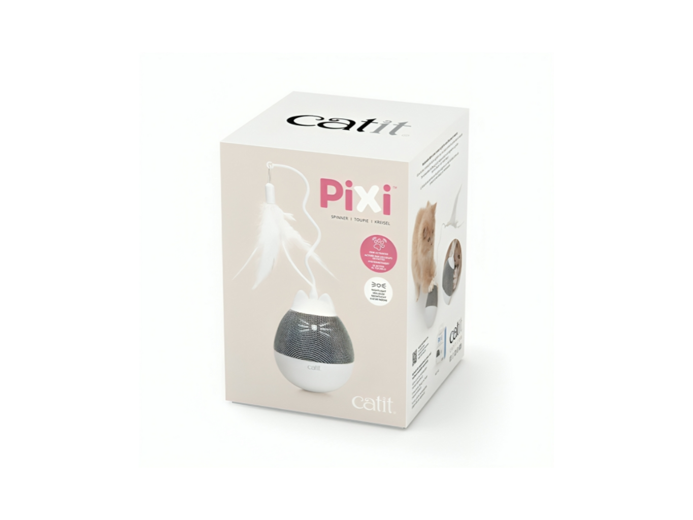 CATIT PIXI SPINNER CAT TOY WHITE & GREY