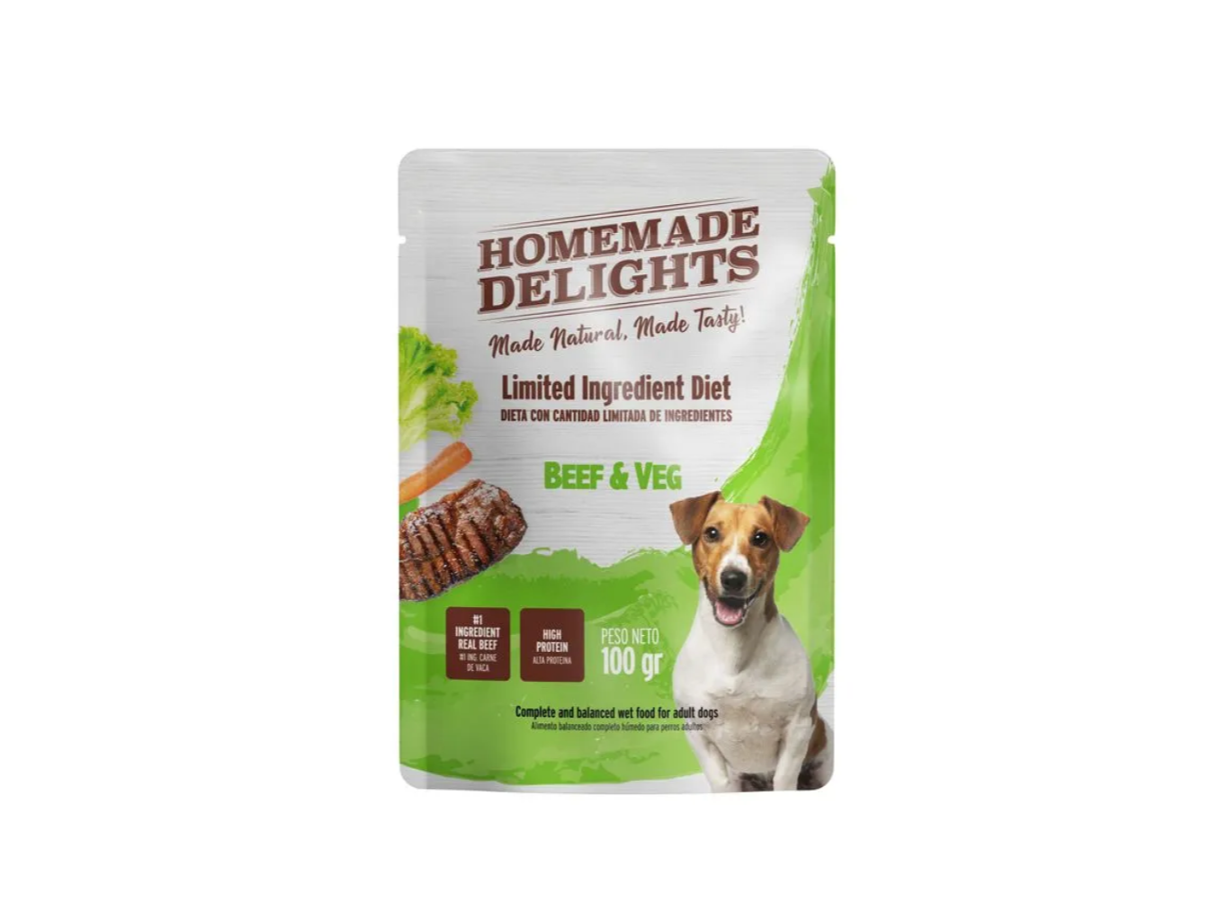 POUCH HMD BEEF & VEG ADULT DOG 100GR