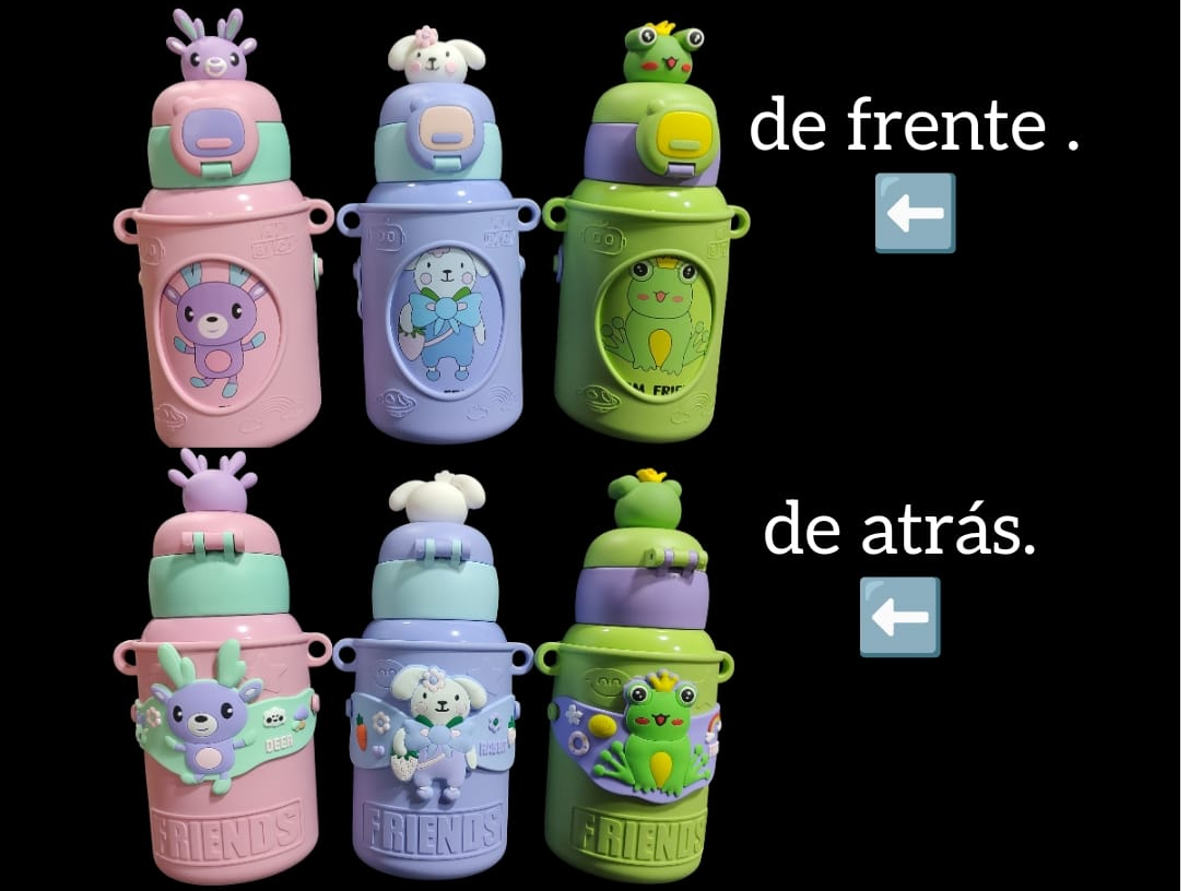 Botella friends con muñeco arriba