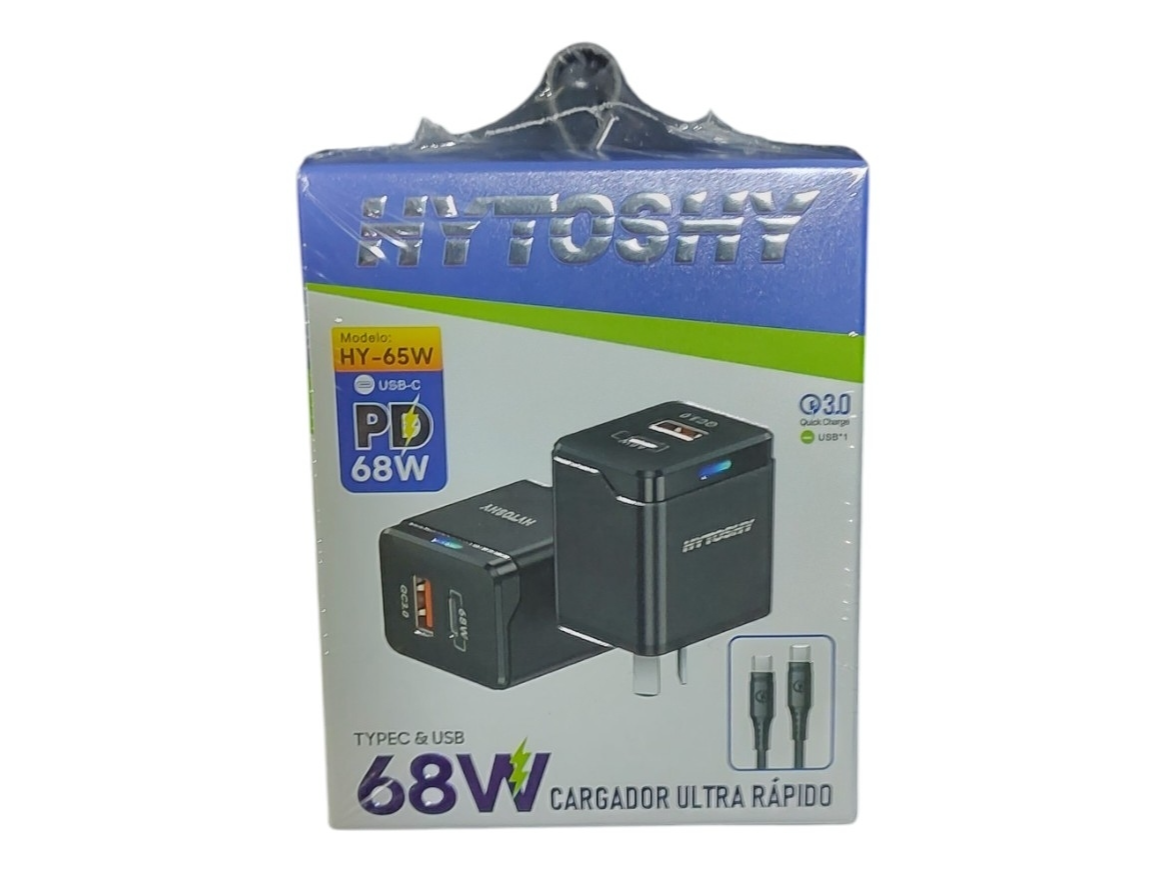 Cargador 68W (hytoshy) c/cable tipo C & USB