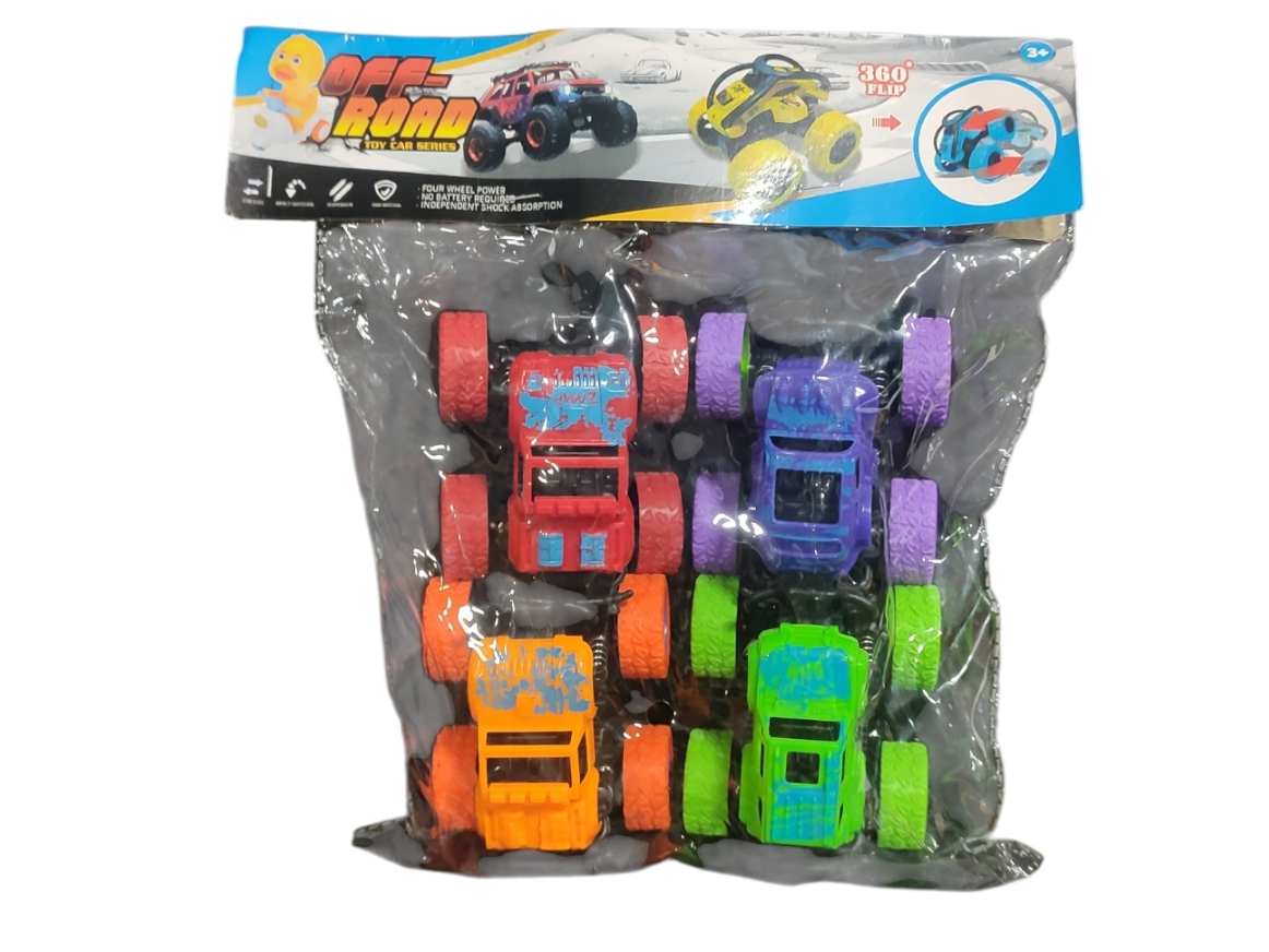 Set vehículos 4x4 c/ruedas de goma "off road" x 4 uni
