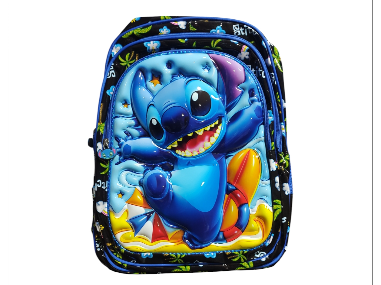 mochila stich en la playa c/relieve 3 cierres
