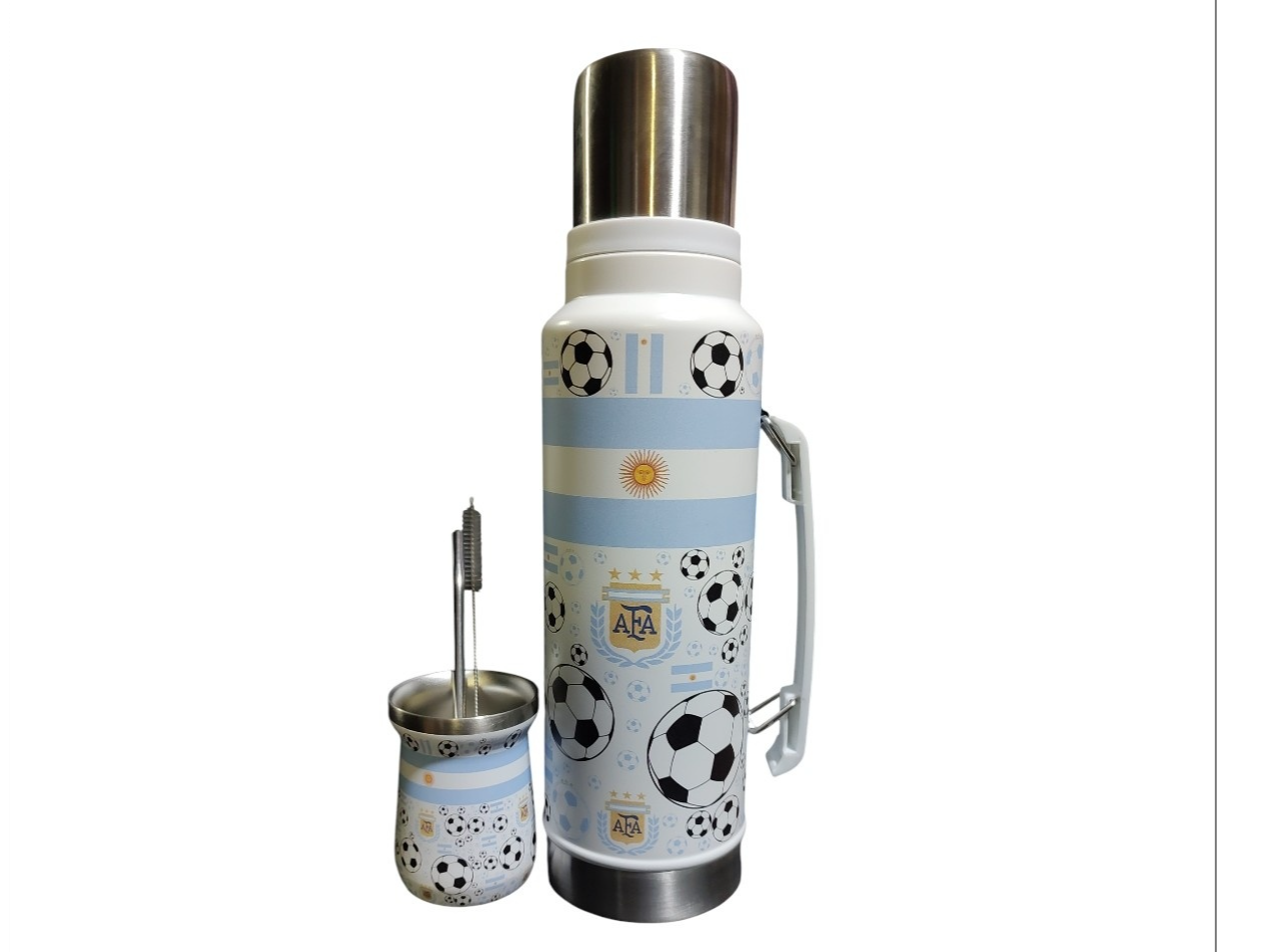 Termo c/mate y bombilla 1.4lt selección argentina