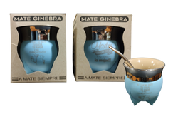 Mate ginebra 10cm c/grabado mamá+bombilla en caja